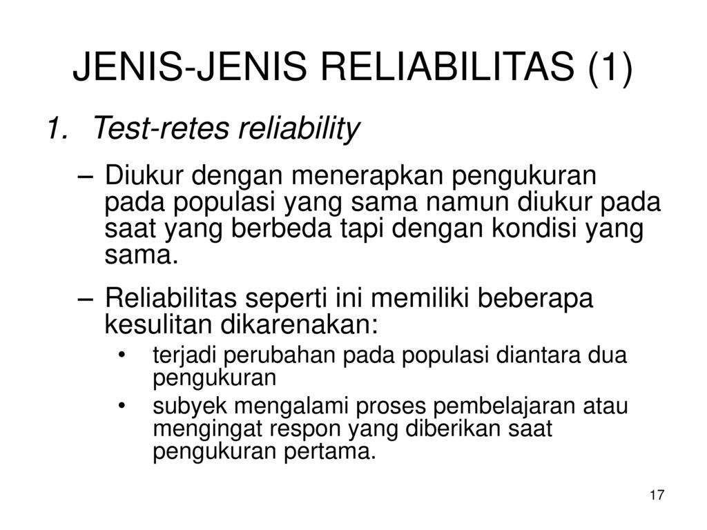 JENIS-JENIS RELIABILITAS (1)