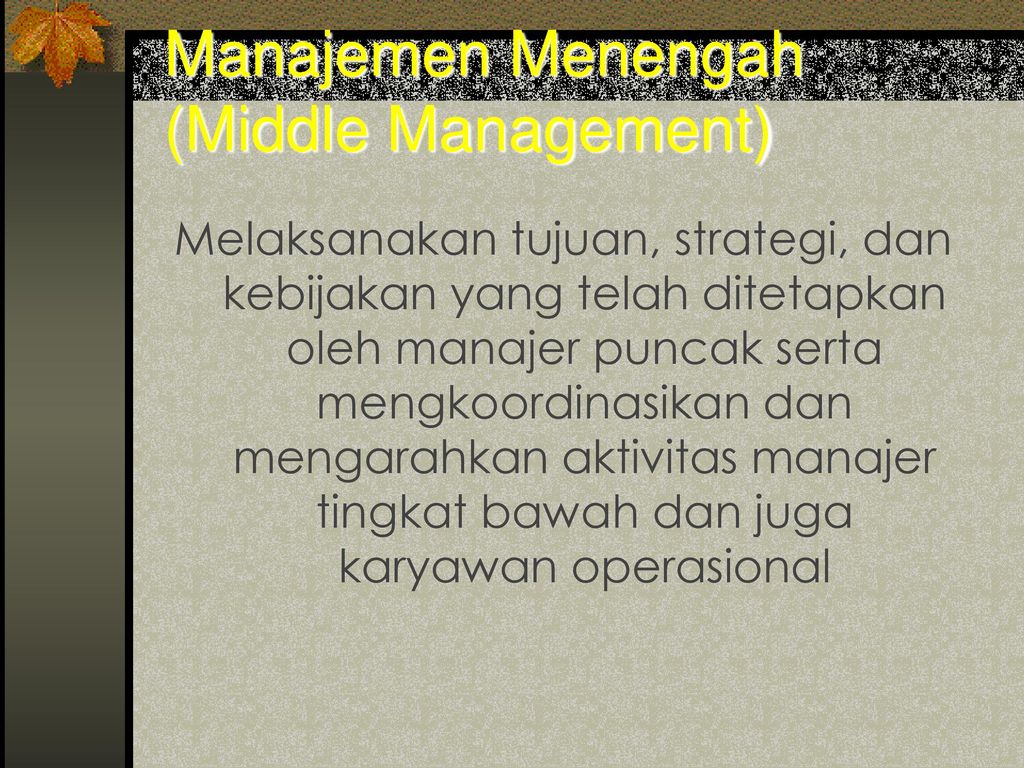 Manajemen Menengah (Middle Management)