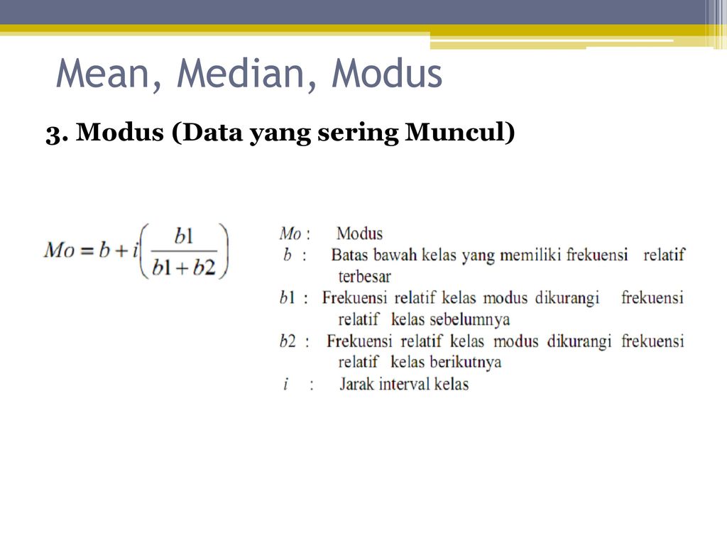 Mean, Median, Modus 3. Modus (Data yang sering Muncul)