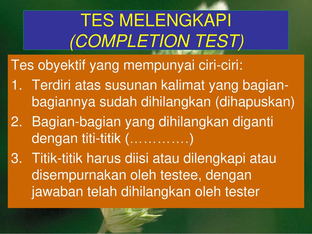 TES MELENGKAPI (COMPLETION TEST)