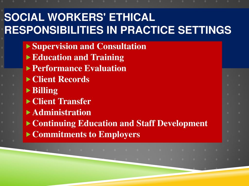 Social Workers Ethical Responsibilities in Practice Settings