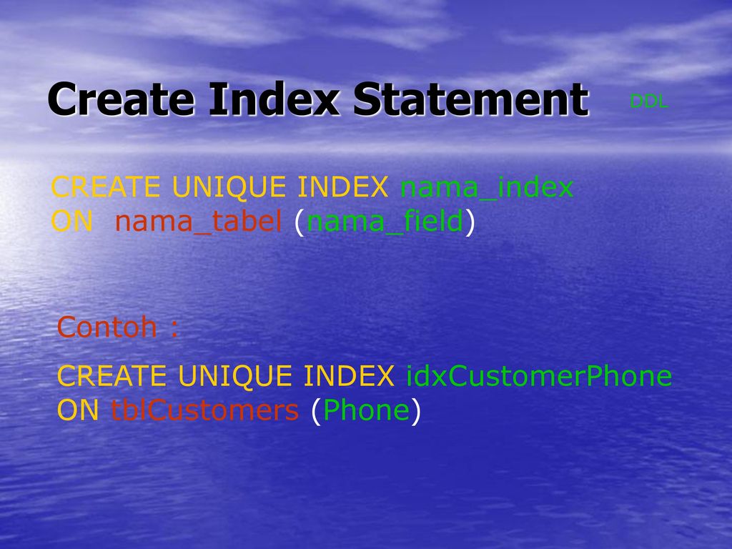 Индекс unique. Create Index. Частичный индекс create. Create Index IX_TBL on Table_a(field1, field2).
