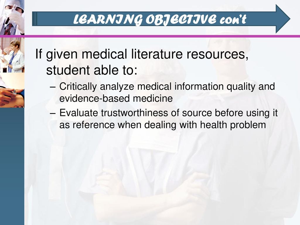 Search for information in evidence-based Medicine. Able student
