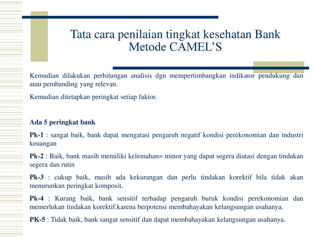 Rasio Umum Dalam Pengukuran Kesehatan Bank Ppt Download