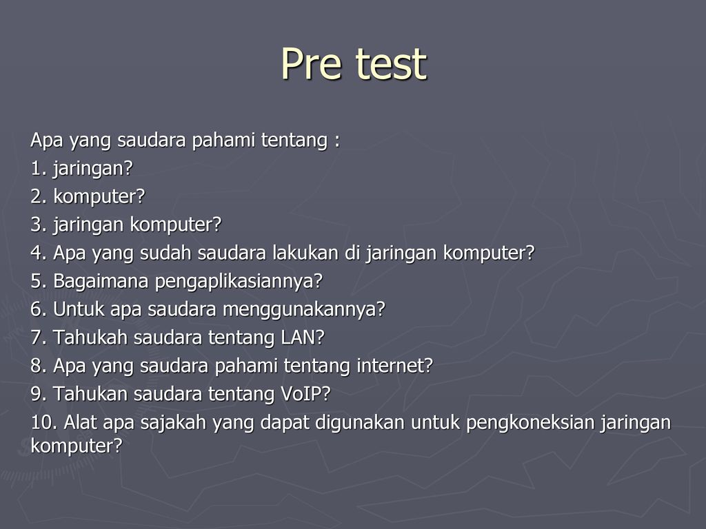 Pre test 1