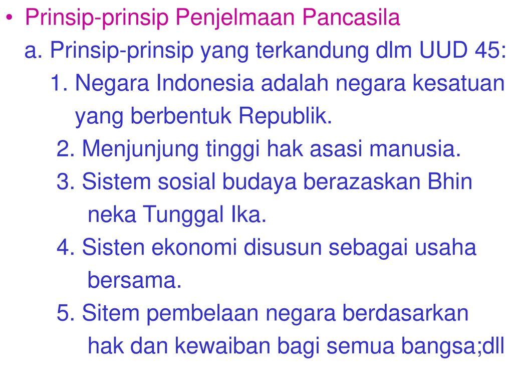 Prinsip-prinsip Penjelmaan Pancasila