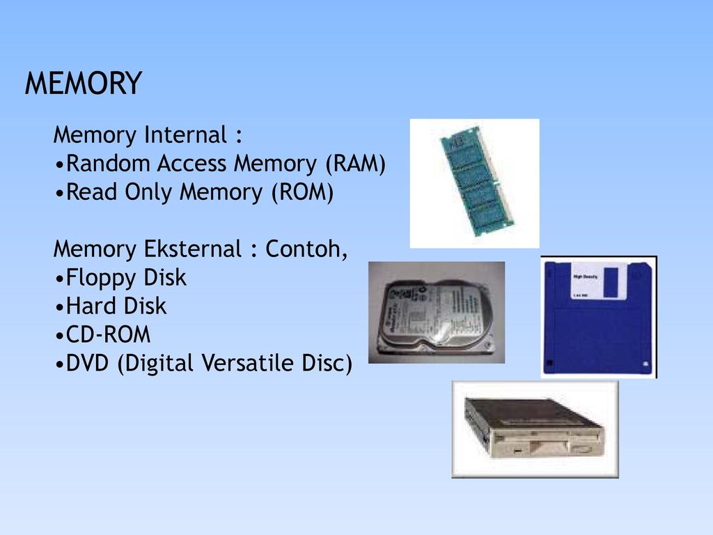 MEMORY Memory Internal : Random Access Memory (RAM)