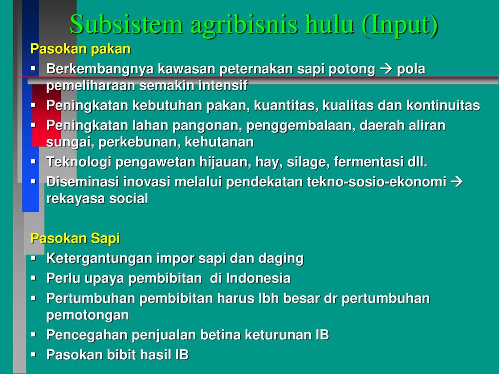 AGRIBISNIS BERBASIS SAPI POTONG DAN PERAH DI INDONESIA - Ppt Download