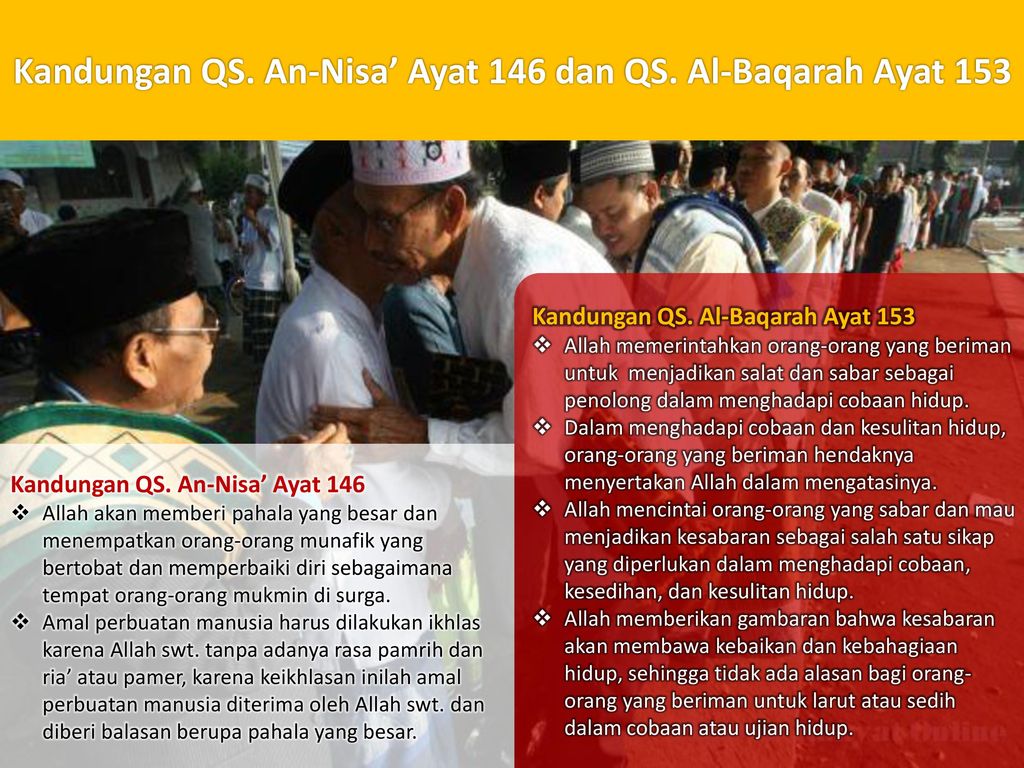 Kandungan QS. An-Nisa’ Ayat 146 dan QS. Al-Baqarah Ayat 153