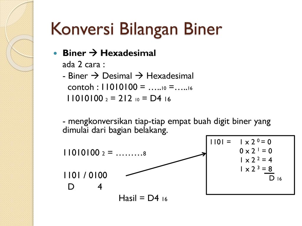 Cara Menghitung Bilangan Biner Ke Bilangan Hexadesimal 