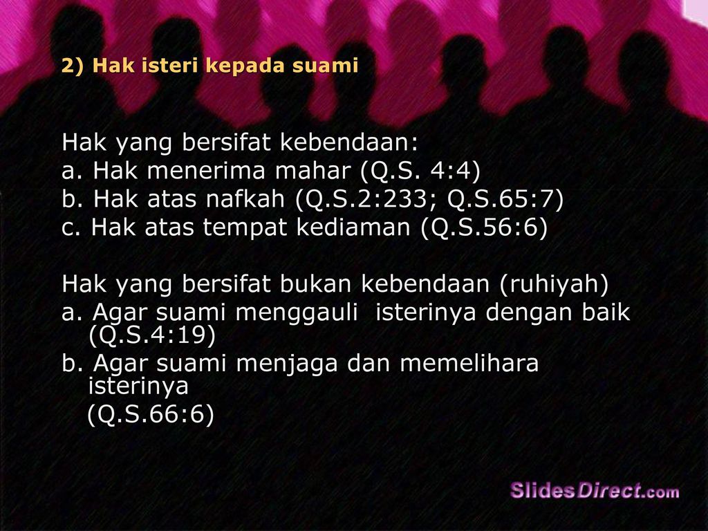 HAK DAN KEWAJIBAN SUAMI ISTERI DALAM PERKAWINAN MENURUT HUKUM ISLAM, UU ...