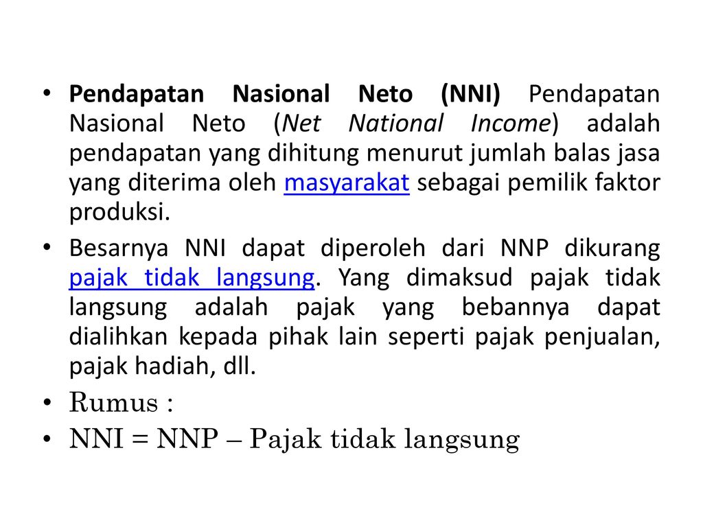 Net national income diperoleh dari