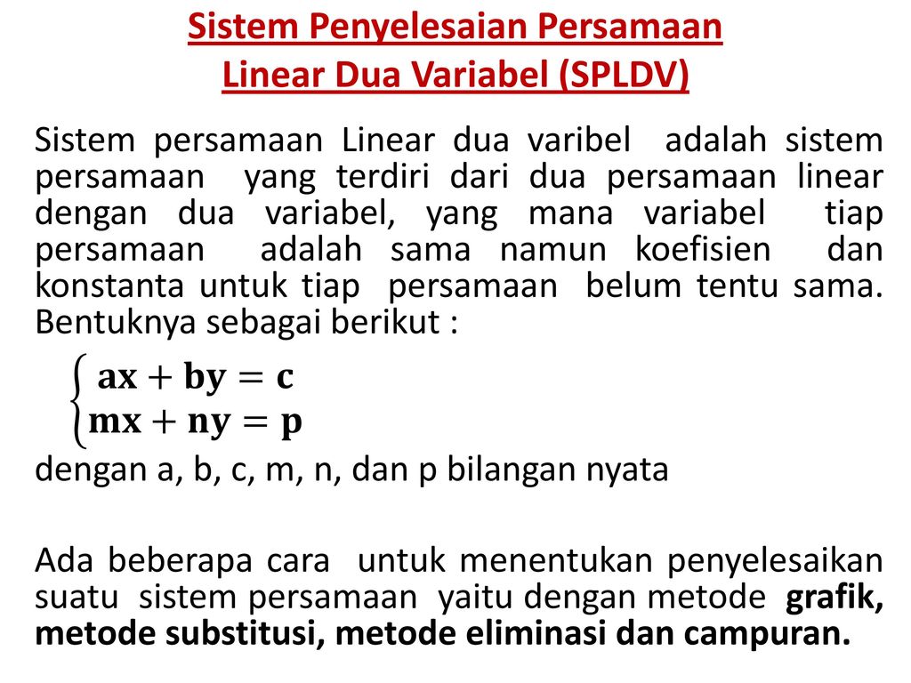 Sistem Persamaan Linear Dua Variabel Ppt Download