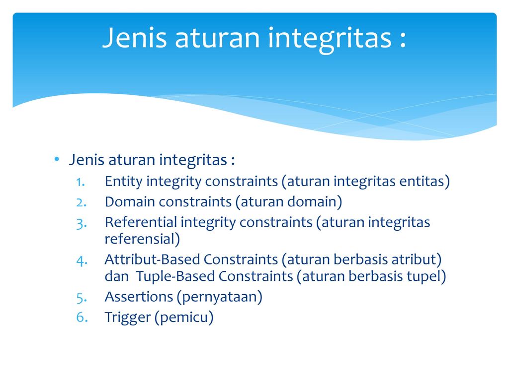Integrity constraint. Referential Integrity пример.