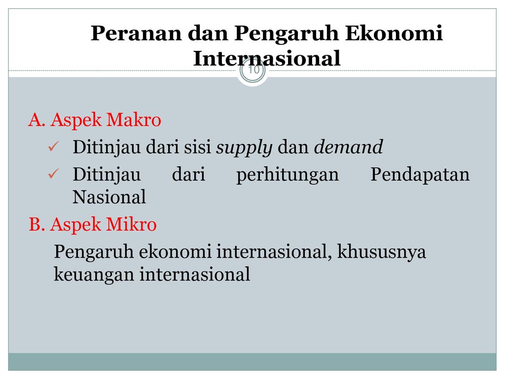 Peranan dan Pengaruh Ekonomi Internasional