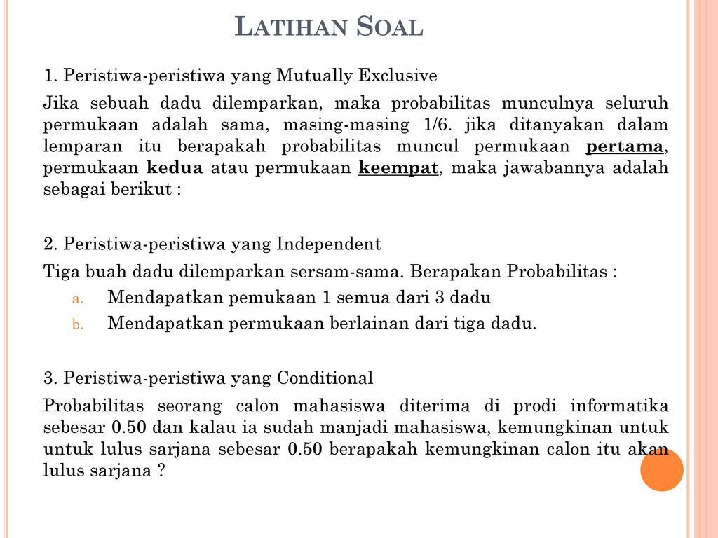 24 Contoh Soal Peluang Mutually Exclusive Kumpulan Contoh Soal