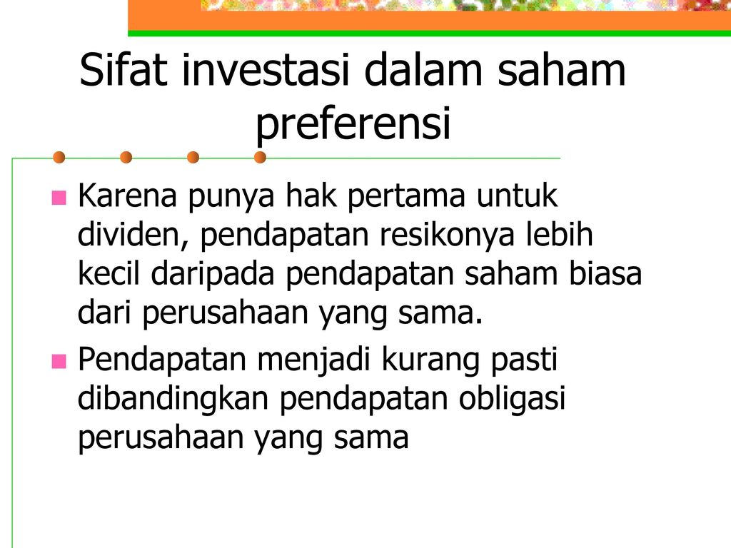 Sifat investasi dalam saham preferensi