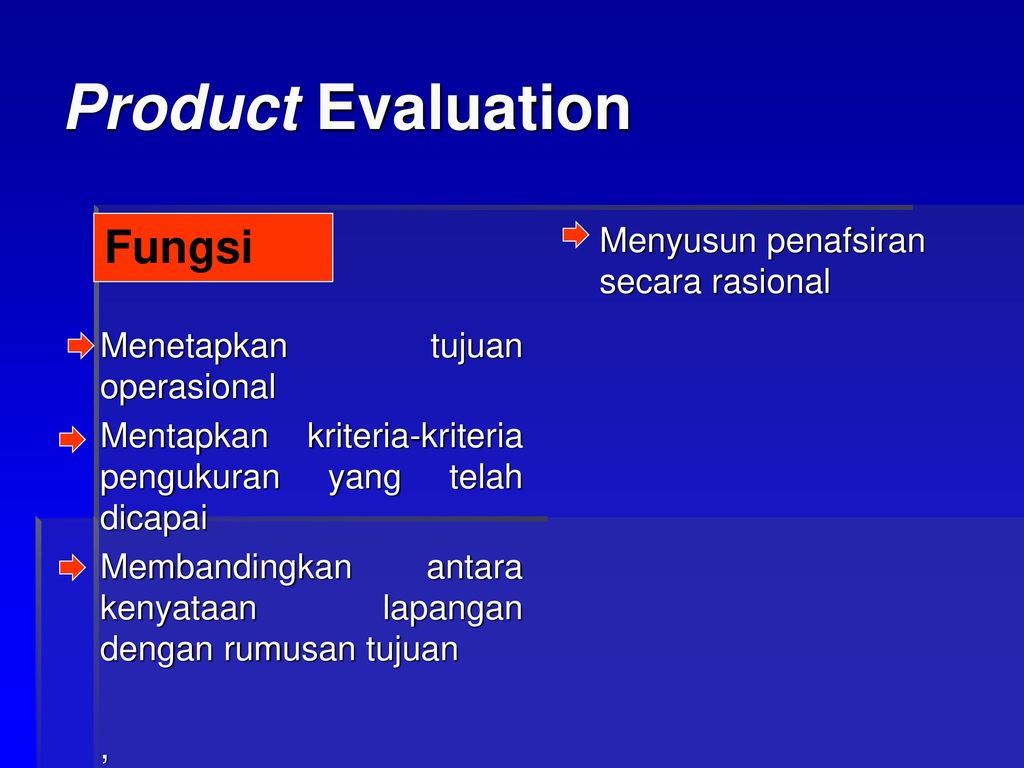 Product evaluation