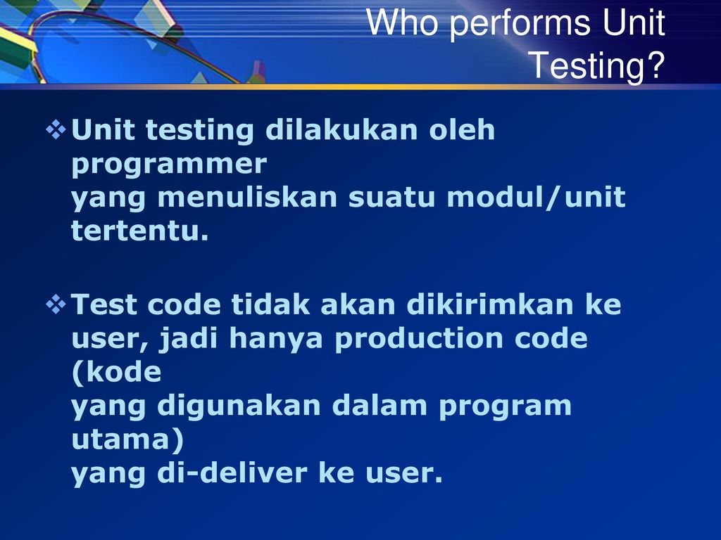 Who performs Unit Testing