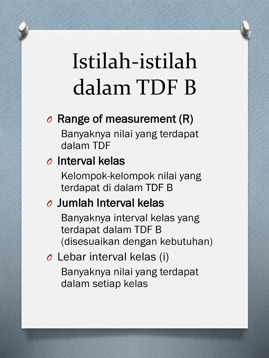 Istilah-istilah dalam TDF B