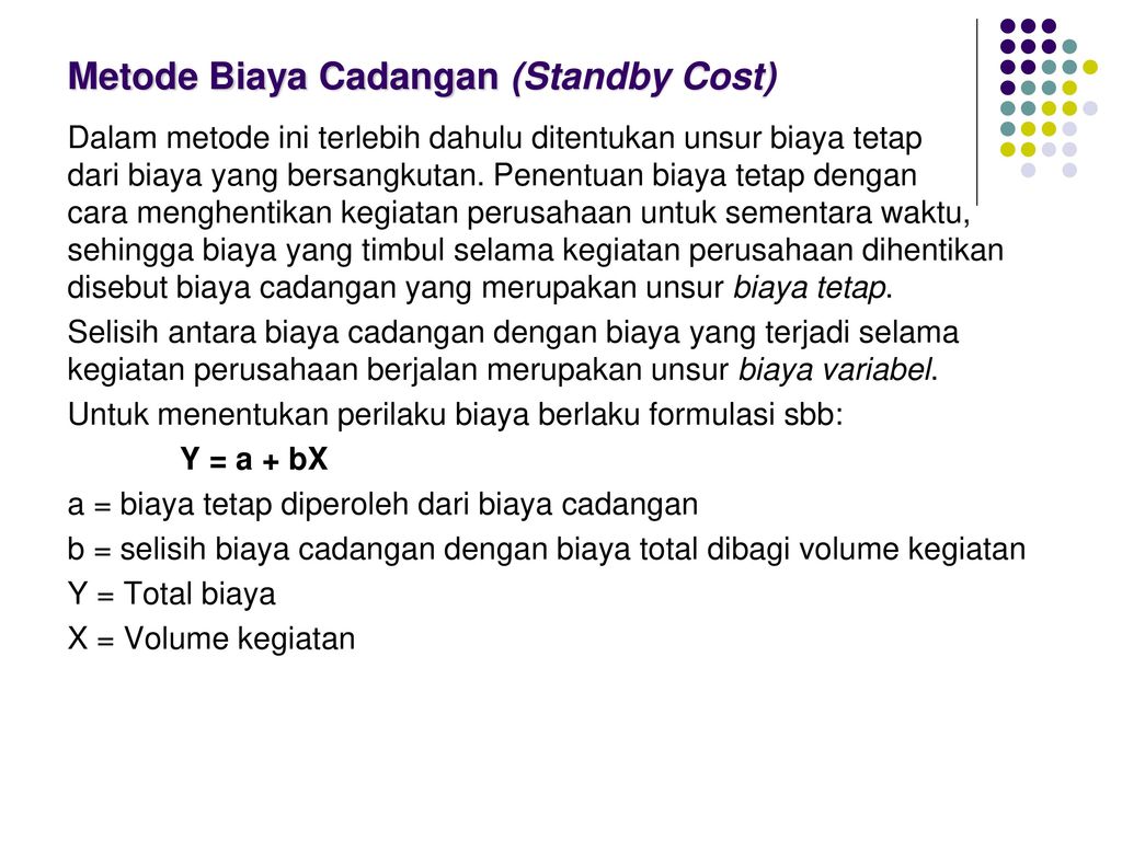 Metode Biaya Cadangan (Standby Cost)