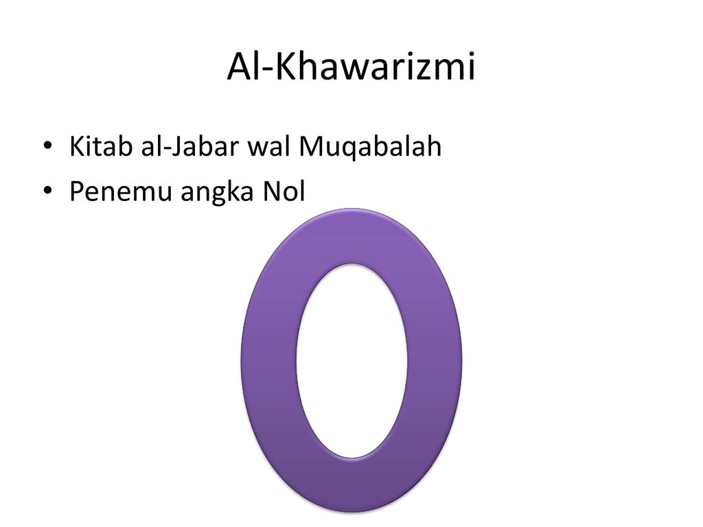 Al-Khawarizmi Kitab al-Jabar wal Muqabalah Penemu angka Nol