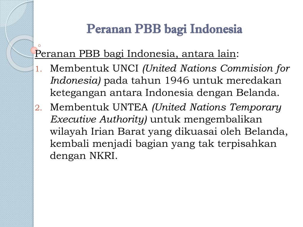 Peranan PBB bagi Indonesia