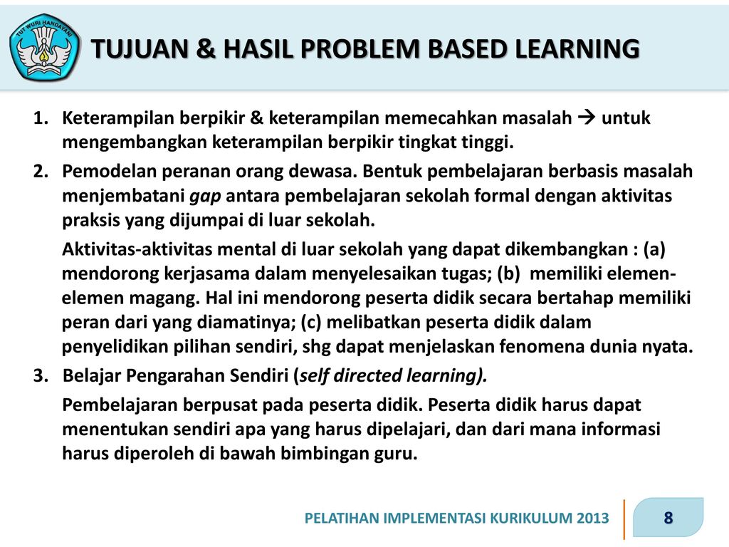 TUJUAN & HASIL PROBLEM BASED LEARNING