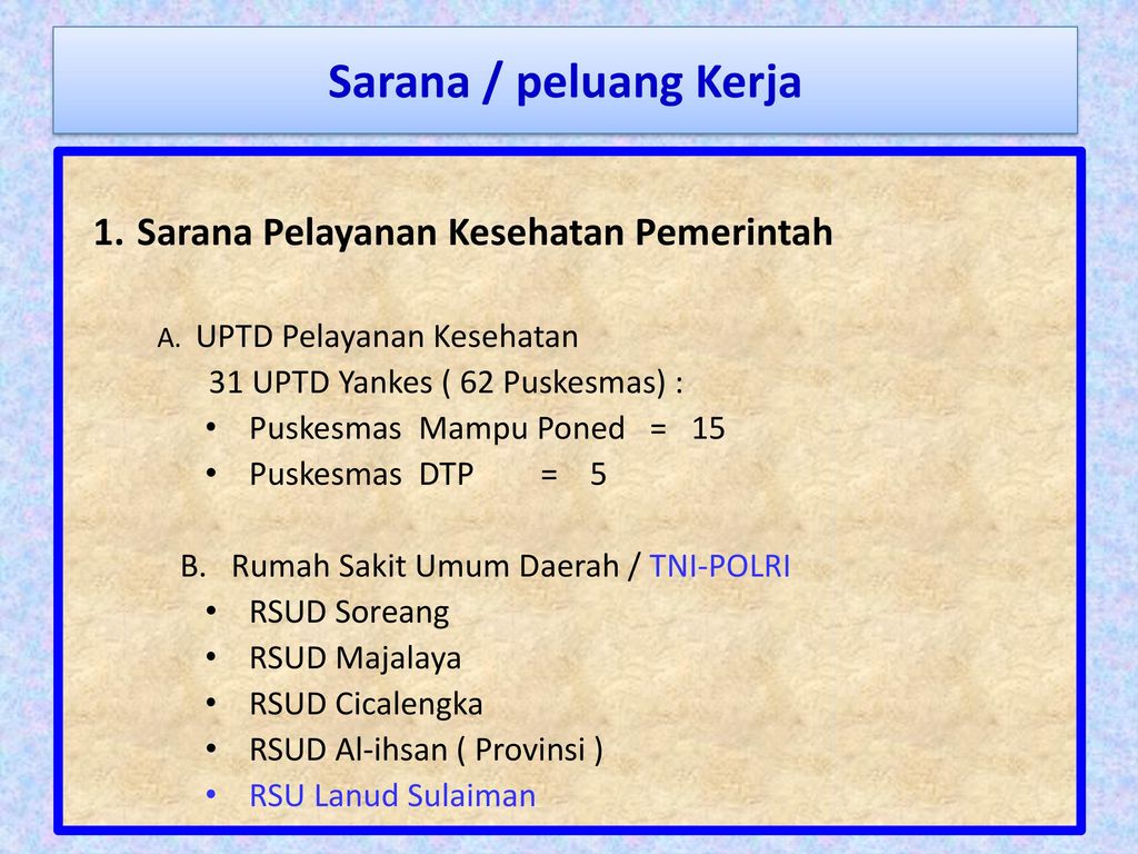 Profil Dan Informasi Peluang Kerja Dinas Kesehatan Kabupaten Bandung Ppt Download