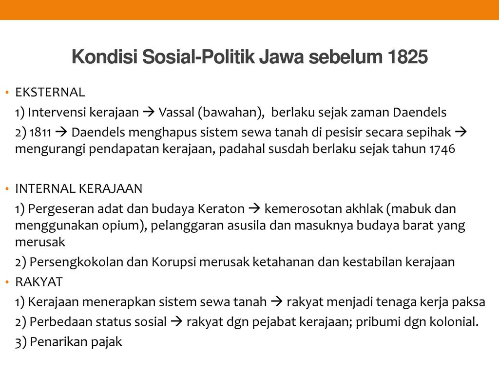 Kondisi Sosial-Politik Jawa sebelum 1825