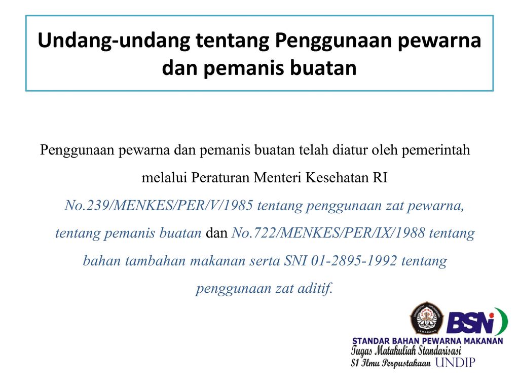 Standar Bahan Pewarna Makanan Ppt Download