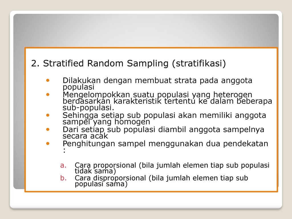 Cara Pengambilan Sampel Per Strata Dalam Stratified Random Sampling