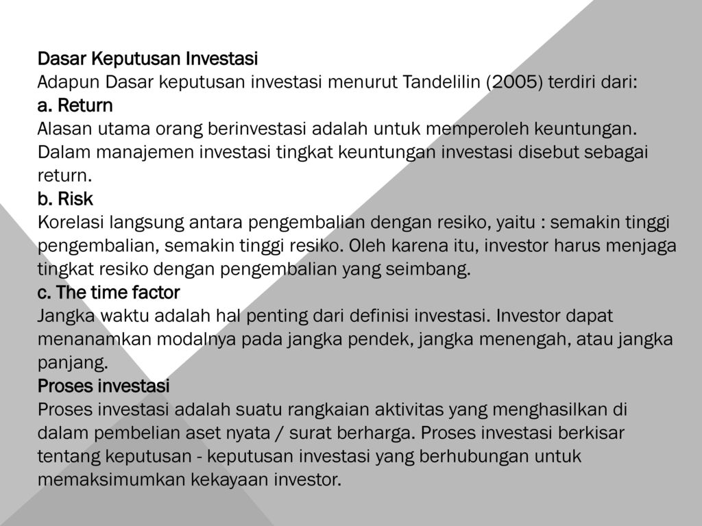 Teori Dan Konsep Investasi Ppt Download