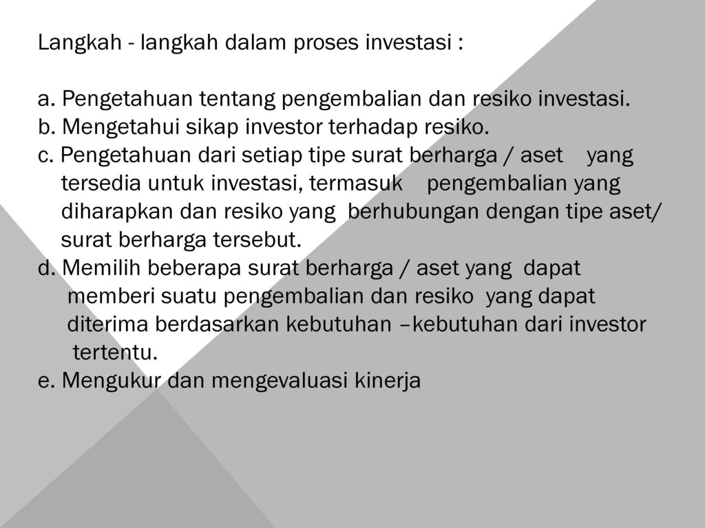 TEORI DAN KONSEP INVESTASI - Ppt Download