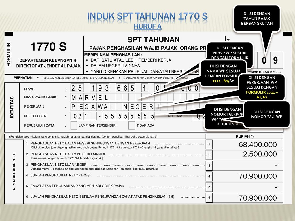 Simulasi Pengisian Spt Pph Orang Pribadi 1770 1770 S Amp 1770