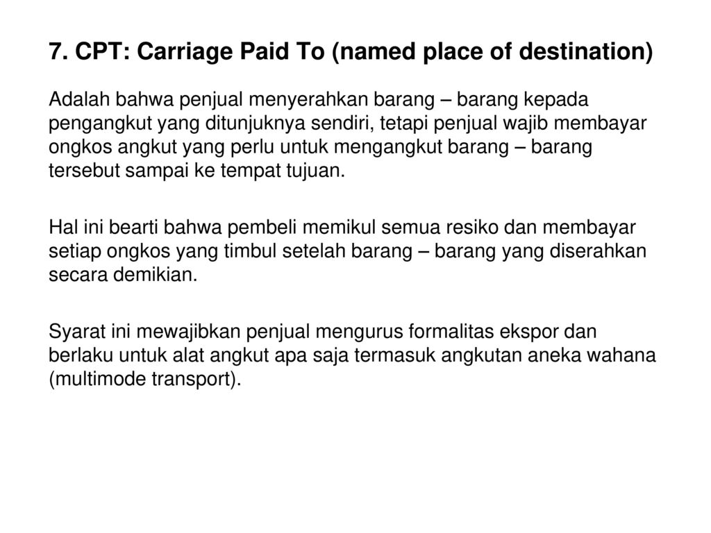 Carriage paid to