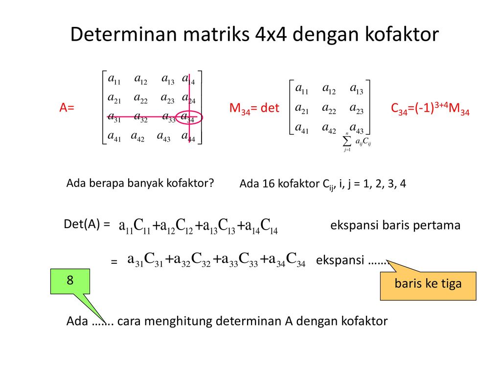 Contoh Soal Determinan Matriks Ordo 4x4 Metode Kofaktor