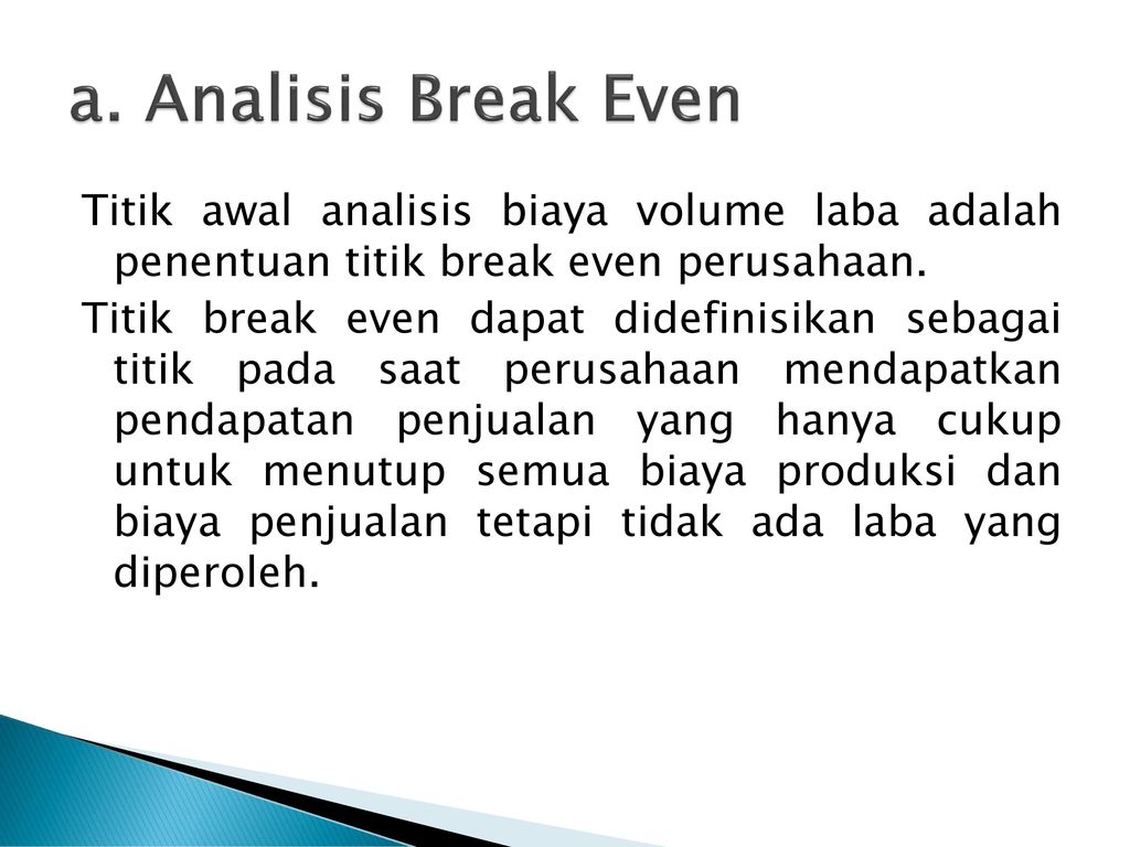 a. Analisis Break Even