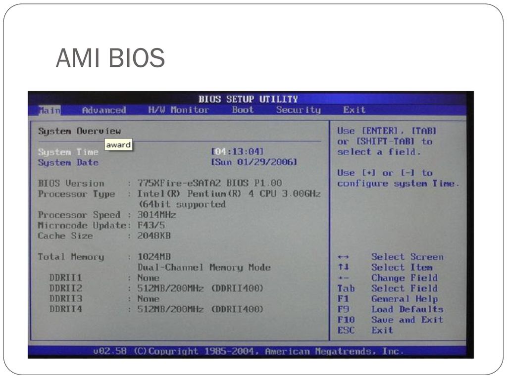 Настрой биоса. Ami BIOS 3 версия.