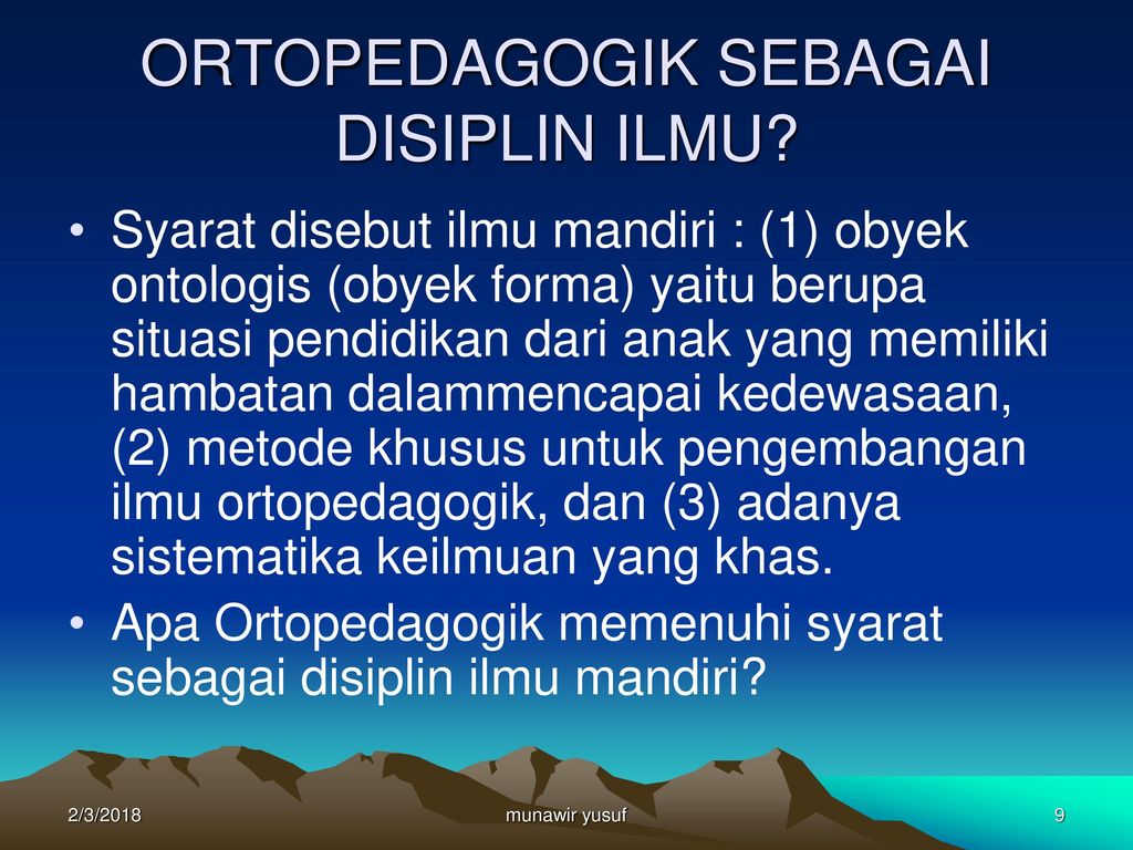 Ortopedagogik Sebagai Disiplin Ilmu Ppt Download