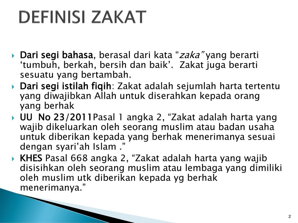 Istilah zakat berasal dari bahasa