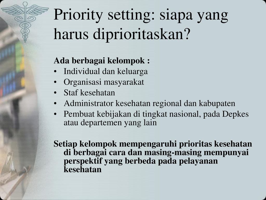 Priority setting