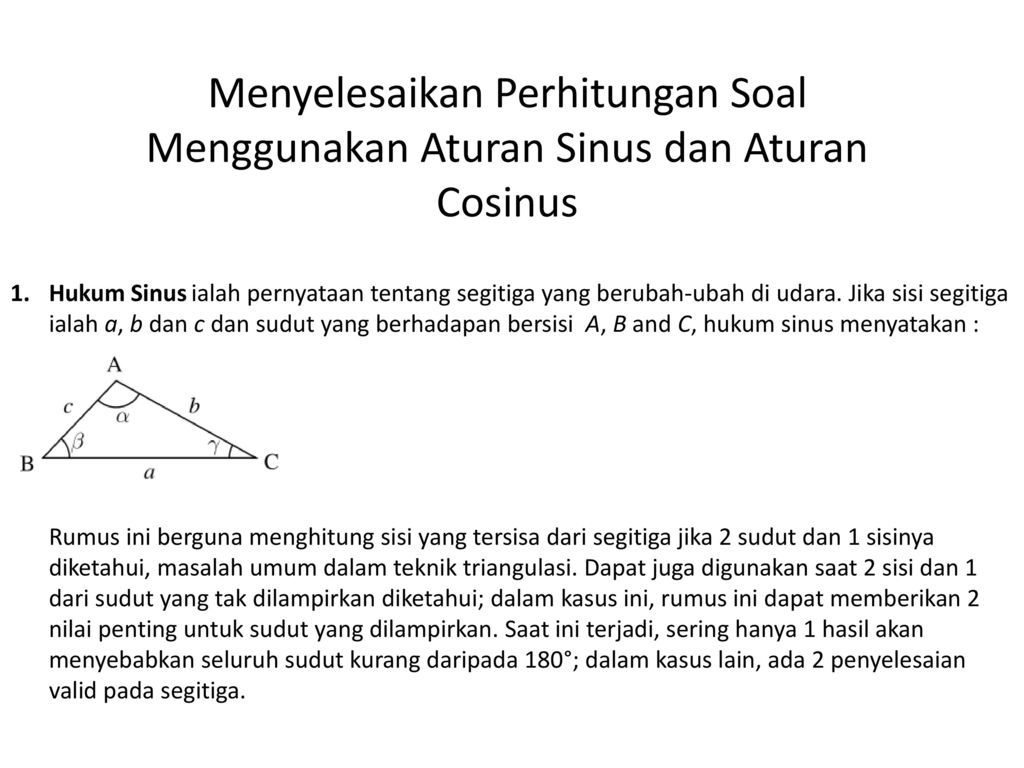 Menyelesaikan Perhitungan Soal Menggunakan Aturan Sinus Dan Aturan