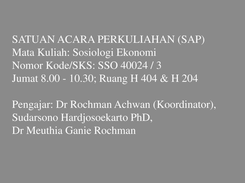 SATUAN ACARA PERKULIAHAN (SAP) - Ppt Download