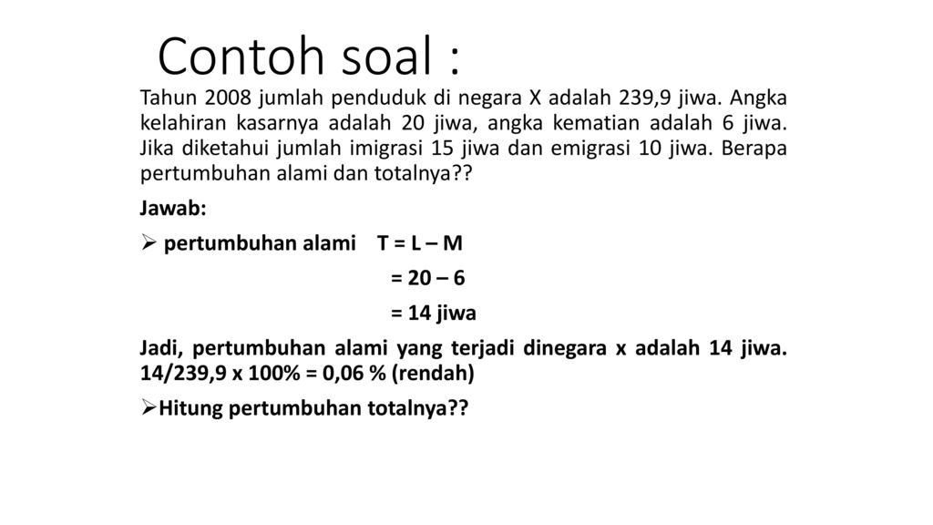 Contoh Soal Pertumbuhan Penduduk