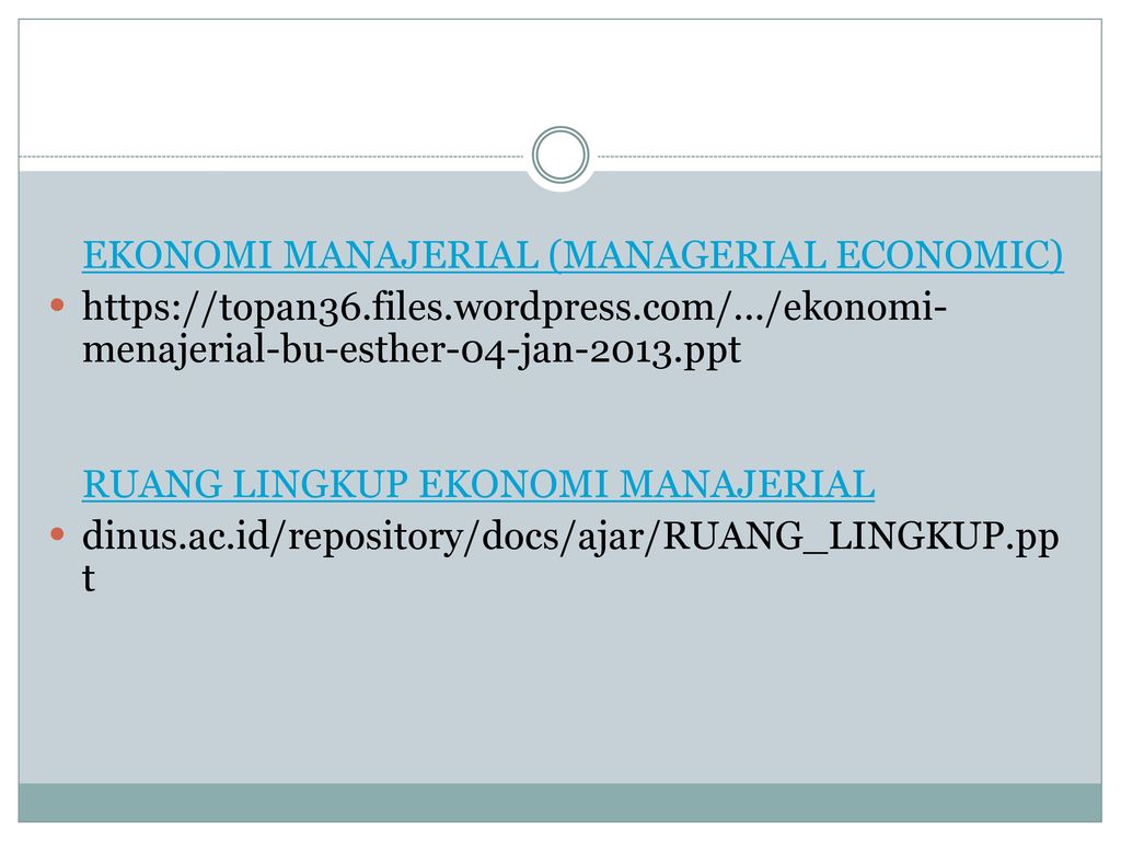 RUANG LINGKUP EKONOMI MANAJERIAL - Ppt Download