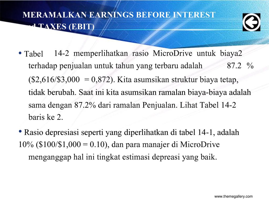 Earnings before interest and taxes