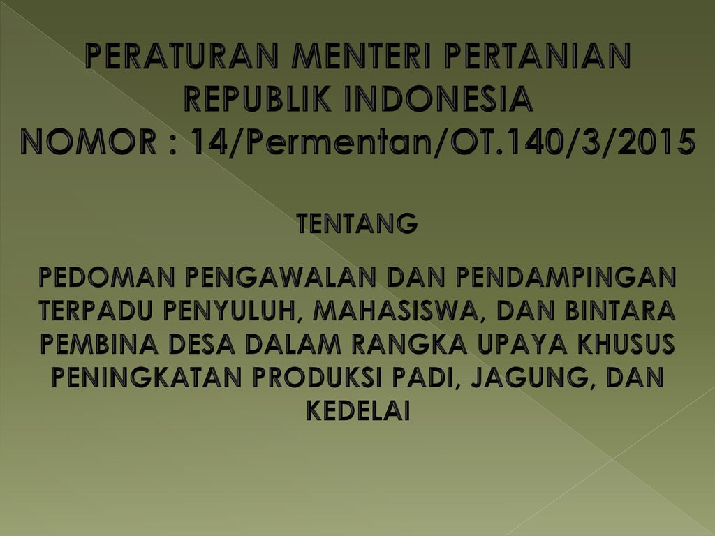 PERATURAN MENTERI PERTANIAN REPUBLIK INDONESIA - Ppt Download