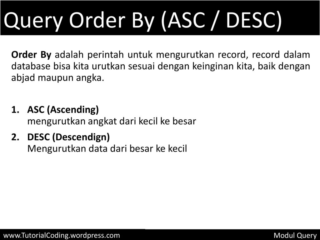 Query order. Order by ASC. Отличие ASC от desc. Order by data ASC.