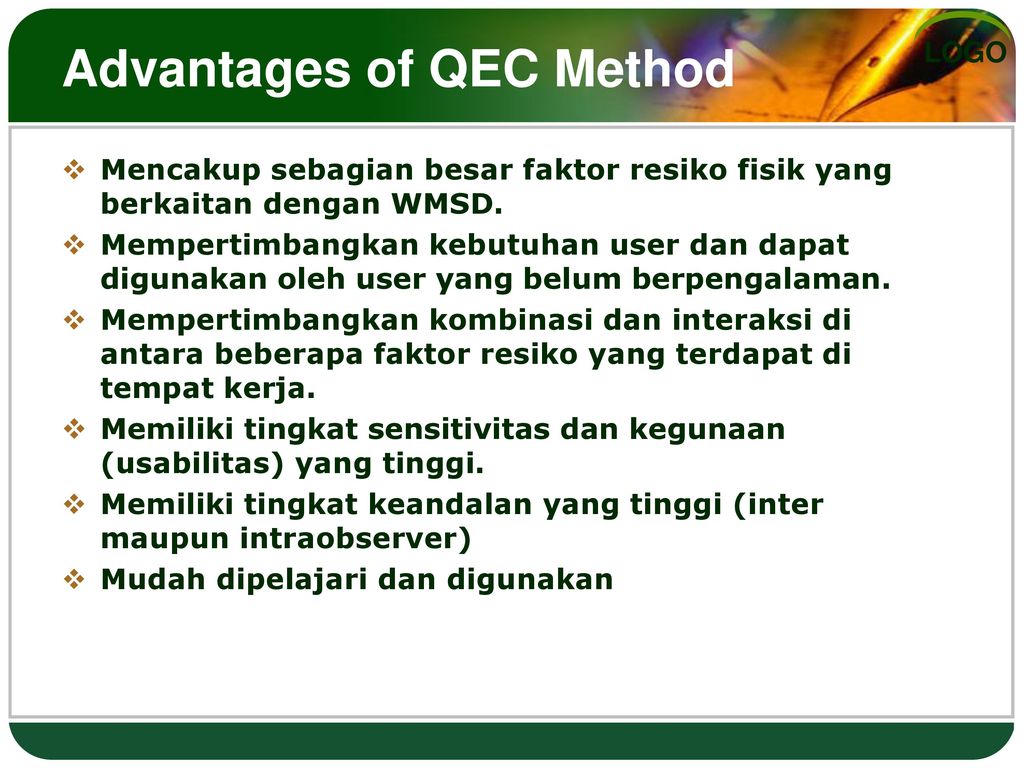 Advantages of QEC Method